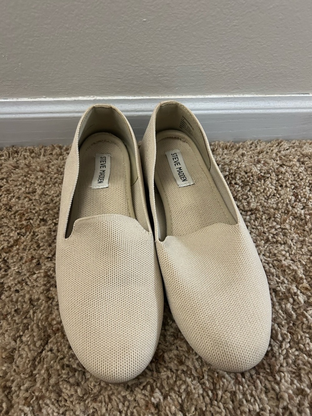 Steve Madden Cream Knit Slip-On Flats